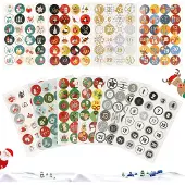 Dripio Adventskalender-Aufkleber, 10 Bögen, Zahlen 1-24, rund, DIY-Dekoration