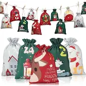 Dripio 24er-Set Adventskalender-Tüten, wiederverwendbar, DIY, Weihnachten