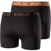 Replay Boxershorts "Boxershort 2er Pack", Herren, Gr. XXL, schwarz (schwarz, orange), Obermaterial: 95% Baumwolle CO. 5% Elasthan EL., Unterhosen Boxershorts