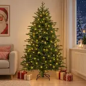 Syfax Künstlicher klappbarer Weihnachtsbaum 240 cm 300 LEDs