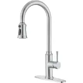 Sonstiges Küchenarmatur mit ausziehbarer Brause, 360° schwenkbar, Edelstahl, gebürstetes Nickel, mit Deckplatte