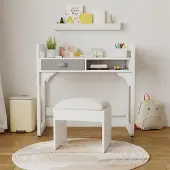 OEM Kinderbureau mit Stuhl, 2 Schubladen, 86x46x80 cm, Weiß