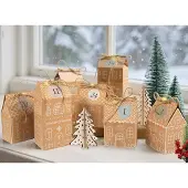 Dripio Adventskalender mit 24 DIY-Kraftpapierhäuschen, LED-Lichtern