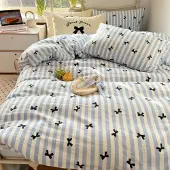 Sonstiges Bettwäsche 135x200 cm Weiß Blau Streifen Schleifen Mädchen Microfaser Set