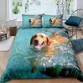 Sonstiges Kinder Bettwäsche Golden Retriever 135x200 cm 2-teilig Mikrofaser 3D Hundemotiv
