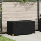 Merkloos Polyrotan-Aufbewahrungsbox, Schwarz, 120x65x61 cm
