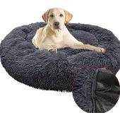 Sonstiges Hundebett rund waschbar Plüsch Donut-Form Orthopädisch Dunkelgrau 70cm
