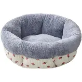Sonstiges Hundebett Donut Flauschig Plüsch Haustierbett Katzenbett Weich Grau S 40cm
