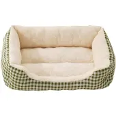 Sonstiges Hundebett Rechteckig Flauschig Plüsch Haustierbett Katzenbett Grün 63x48x14.5cm