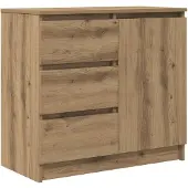 Merkloos Handgefertigtes Eichen-Sideboard mit 3 Schubladen