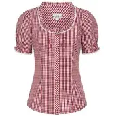 Nübler Dirndlbluse NÜBLER "Trachtenbluse Kurzarm Natascha", Damen, Gr. 46, rot, Obermaterial: 70% Baumwolle CO. 30% Polyester PES., Blusen Dirndlbluse