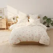 Sonstiges Bettwäsche Set 135x200 cm 2-teilig Mädchen Beige Rosa Schleifen Herzen Mikrofaser