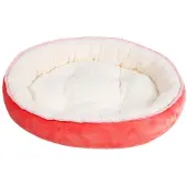 Sonstiges Hundebett Waschbar Rund für kleine Hunde & Katzen, Rot, L (60x48cm)
