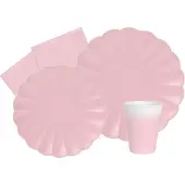Merkloos Omgoods – Party-Tischdekoration-Set für 24 Personen – 112 Teile, Pastellrosa