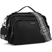 Merkloos Damen Schultertasche aus Kunstleder mit 3 geräumigen Fächern