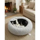 Sonstiges Hundebett Rund Waschbar Flauschig Anti Angst Hellgrau L 70x70x20 cm
