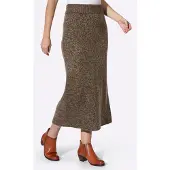 HEINE Strickrock , Damen, Gr. 44, braun (schoko, sesam, meliert), 69% Polyacryl, 15% Baumwolle, 11% Viskose, 5% Wolle, gemustert, mehrfarbig, meliert, lang, Röcke Strickrock