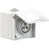 Pce 863-4v CEE-Wandsteckdose (AP) Design 16A 3p 4h IP44 (weiß) 8634v