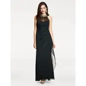 HEINE Abendkleid "Abendkleid", Damen, Gr. 40, Normalgrößen, schwarz, 100% Polyester, unifarben, lang, Rundhals, Kleider Abendkleid