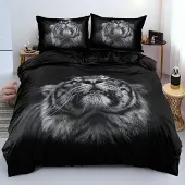 Sonstiges Bettwäsche-Set 4-teilig 3D Tiger Muster Schwarz Mikrofaser 2x 135x200cm + 2x 80x80cm