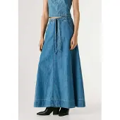 Pepe Jeans für Damen. PL9011928 Maxi Belt Rock blau (XS), Lässig, Baumwolle, Denim
