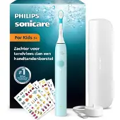 Philips Sonicare For Kids For Kids HX6500/33 Wiederaufladbare Zahnbürste, Kind, Schallzahnbürste, Weich, Türkis, 4 x 30 sec, Ergonomisch