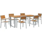 vidaXL Garten Essgruppe 7 stk. Grau Massivholz Akazie