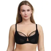 Chantelle Bügel-BH "PLAY", Damen, Gr. 100, Cup E, schwarz, Obermaterial: 83% Polyamid, 17% Elasthan, BHs Bügel-BH, Spitze, Tüll, blickdichtes Gewebe, Cut-Outs am Mittelsteg