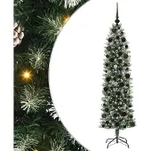vidaXL Künstlicher schlanker Weihnachtsbaum Grün und Weiß 180 cm