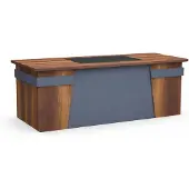 JVmoebel Chefschreibtisch Modernes Design Grau, Braun Holzrahmen Einfarbiges