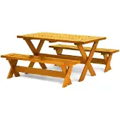 JVmoebel Gartentisch Moderner Stil Braun Holz Picknick Familie Terrasse