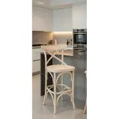 JVmoebel Holz Barhocker Beige Mit Ergonomischer Rückenlehne