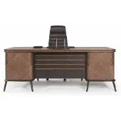 JVmoebel Moderner Schreibtisch Minimalistischer Stil Braune Farbe Holzrahmen