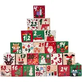 Dripio Adventskalender zum Befüllen, 24 Schachteln, 7x7x7 cm, rot/grün