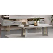 JVmoebel Wohnzimmer-Set Weib/Gold 2-teilig | Elegantes Sideboard & Couchtisch