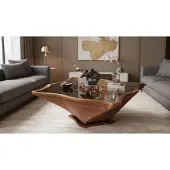 JVmoebel Couchtisch Wohnzimmer Braun Luxus Modern Tisch Holz Glas Modern Neu