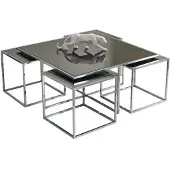 JVmoebel Couchtisch Luxus Modern Wohnzimmer Silber Neu Elegant Stilvoll Metall