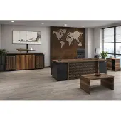 JVmoebel Stilvolle Braune Büro Garnitur Chefschreibtisch Couchtisch Kommode