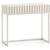 Dripio Make-up-Tisch 91 cm, Push-to-Open, geriffelte Fronten, lichtbeige