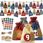 Dripio Adventskalenderbeutel 24er-Set, wiederverwendbar, blau, zum Befüllen