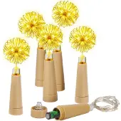OEM LED-Wijnflesverlichting 6er-Set mit Korken, 20 LEDs, warmweiß