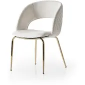 JVmoebel Stuhl Bequem Weich Stoff Metall Gold Beige Modern Komfortabel