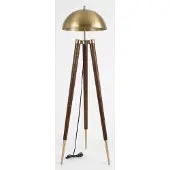 JVmoebel Stehleuchte Tripod Design Industrial Holz Gold Lampe Stehlampe