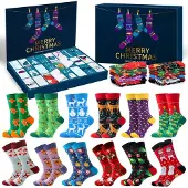 Dripio Weihnachtssocken 12er-Pack, bunt, lustig, 80% Baumwolle, Gr. 39-44