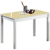 Dripio Esstisch mit Glasplatte, beige, Metallgestell, 90x50 cm