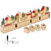 Dripio Adventskalender aus Holz, 24 Schubladen, LED-Weihnachtsdorf