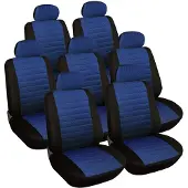 BellaFurn 7-teiliges Set Autositzbezüge für Transporter | Schwarz-blau