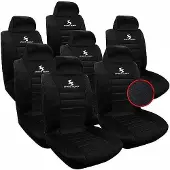 BellaFurn 7-teiliges Universal-Autositzbezug-Set für Autositze | Schwarz-Schwarz