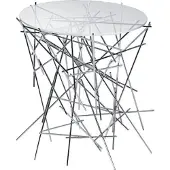 Dripio Tafelloper Edelstahl mit Glasplatte, Ø 45 cm, H 44 cm