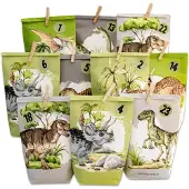 Dripio Adventskalender 2026 Dino-Motiv, 24 bedruckte Beutel, DIY-Set